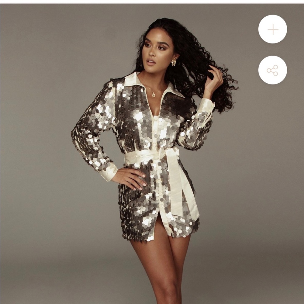 SILVER SHAY OVERSIZED SEQUIN DRESS